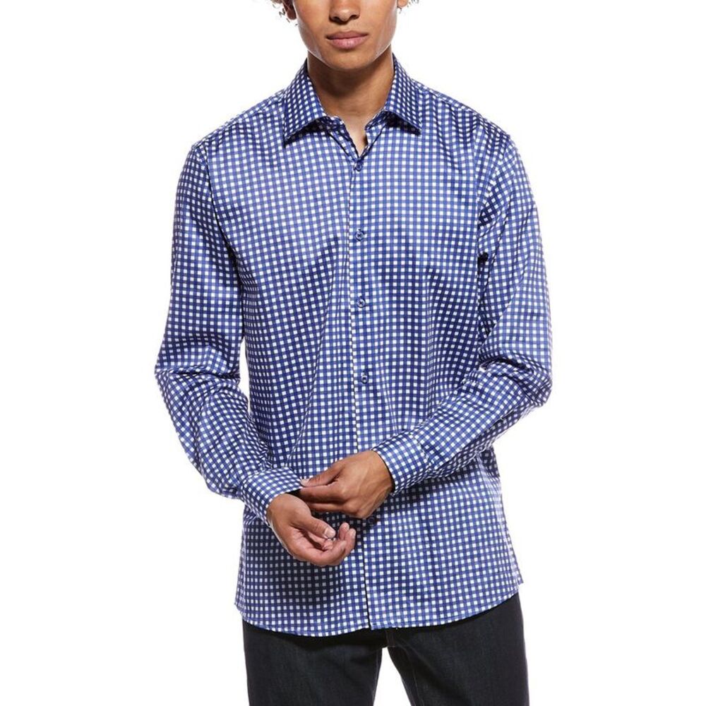 Tahari Mens  Modern Fit Dress Shirt, Blue